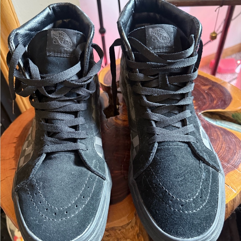 Vans Men's Sk8 His Black Checkered High-Top Sneakers size 10 - Picture 2 of 7